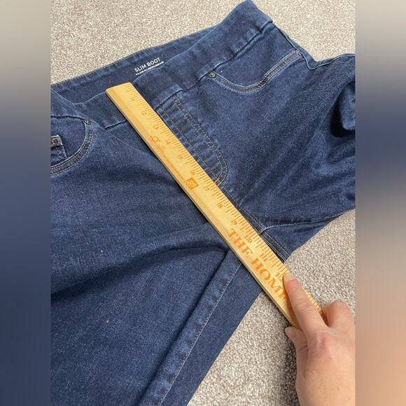 Classic Chicos pullon slim bootcut jeans sz 6R high rise dark wash stretch blue - Picture 8 of 12